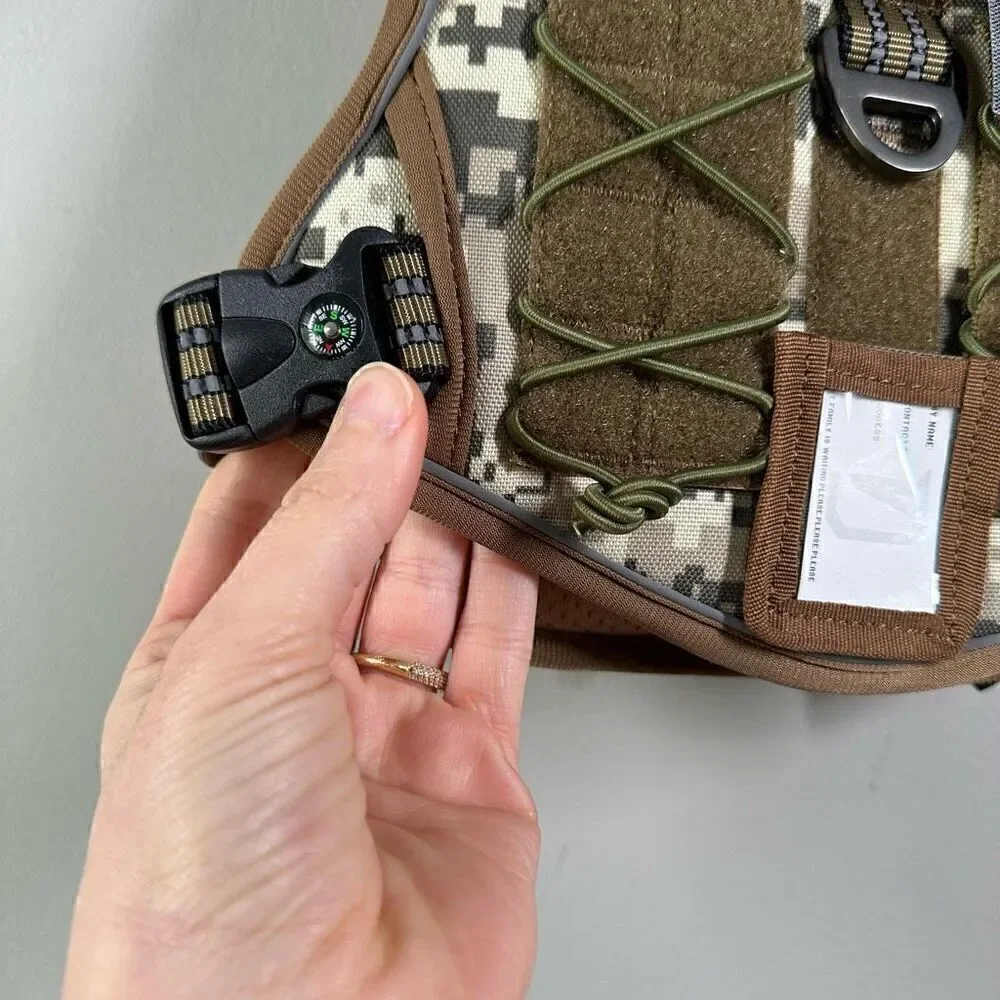 Tactical dog harness vest hiking camo print size medium